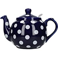 Los mejores  - London Pottery Farmhouse - Tetera de lunares con infusor- cerámica- azul- blanco- 4 tazas (1-2 L)